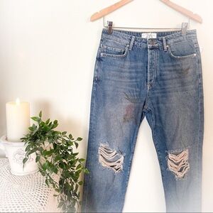 Free People Tattoo Heart Print Distressed Jeans